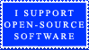 white serif font over a blue background saying 'i support open source software'